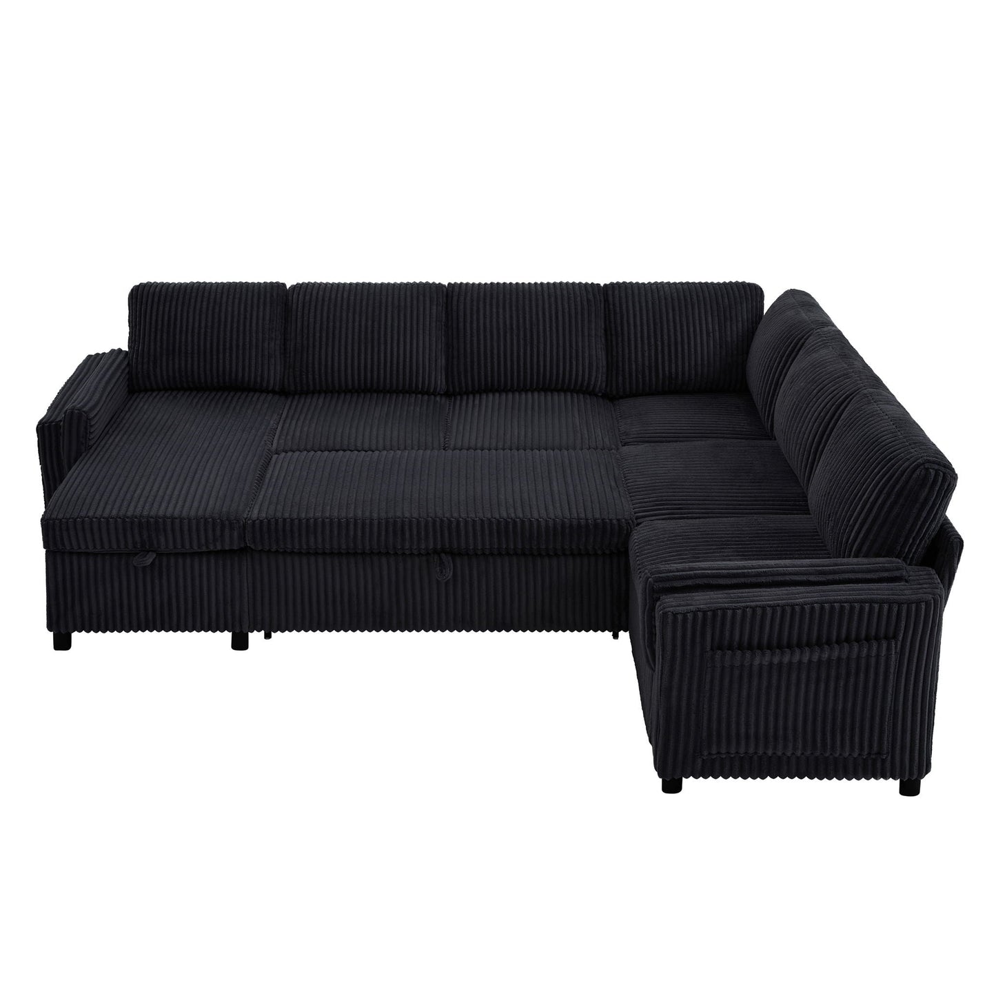 Convertible U-Shaped Sectional Sofa Bed With USB Ports And Storage