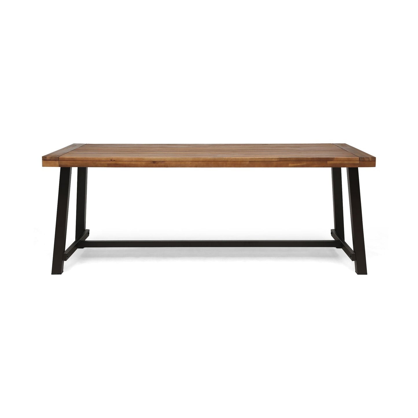 Equilibrium Outdoor Dining Table with Wooden Frame and Slat Top