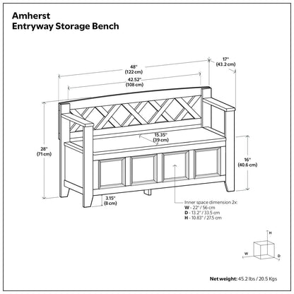Amherst - Entryway Storage Bench - Hickory Brown
