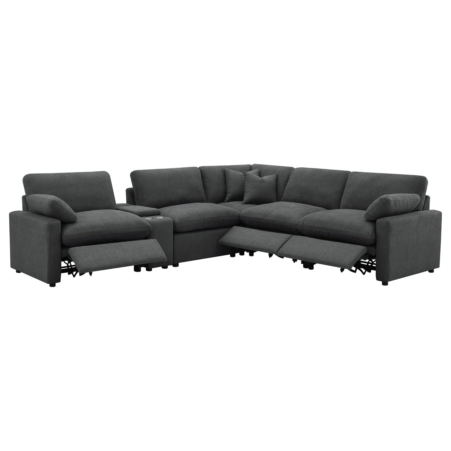 Hollander - 6 Piece Modular Power Reclining Sectional - Dark Gray