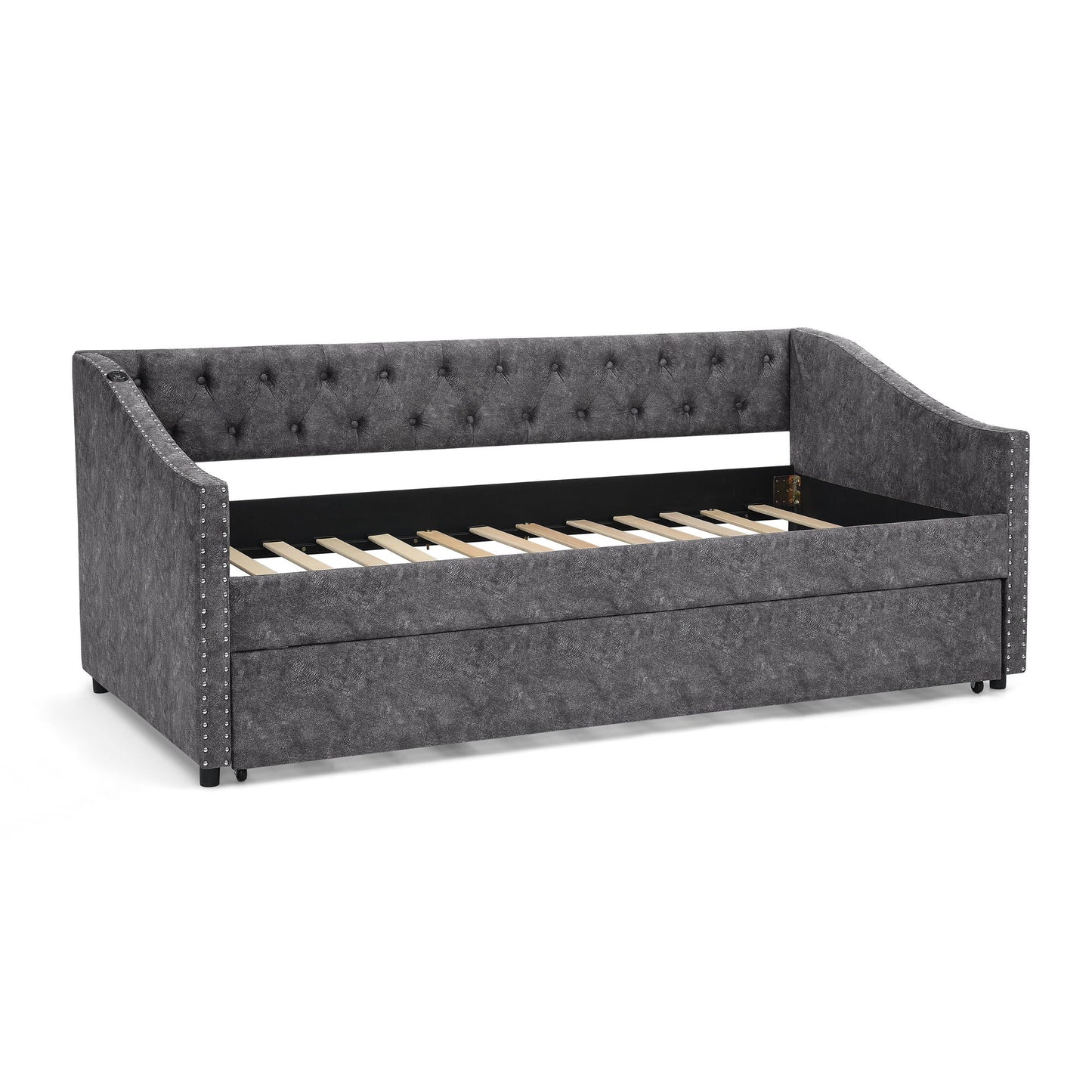 Upholstered Daybed With USB Charging & Pull Out Bed