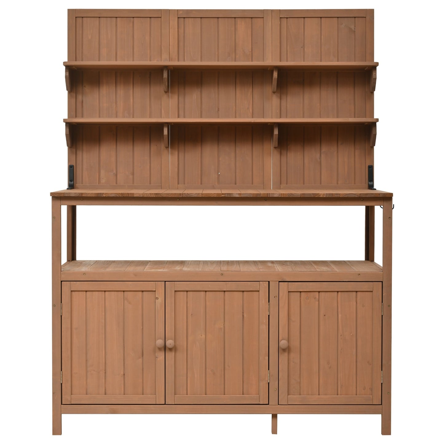 TOPMAX Potting Bench with Hutch, 50.2' Solid Fir Wood Garden Workstation