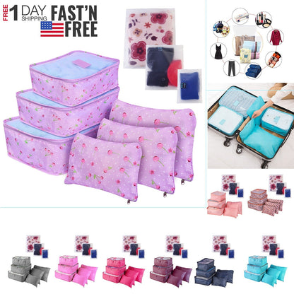 9Pcs Clothes Storage Bags Water-Resistant Travel Luggage Organizer Clothing Packing Cubes for Blouse Hosiery Stocking Underwear