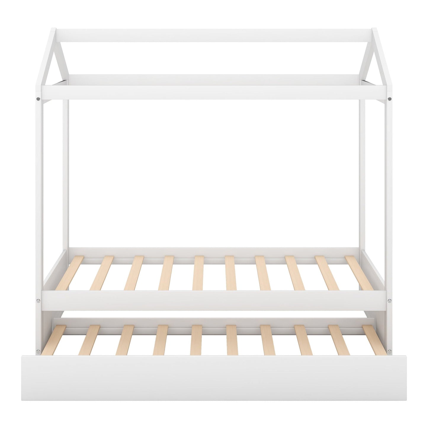 House Bed With Trundle In, Twin Size - White