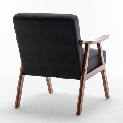 Mid Century Modern Accent Chair With Solid Wood Frame And Extra Thick Backrest