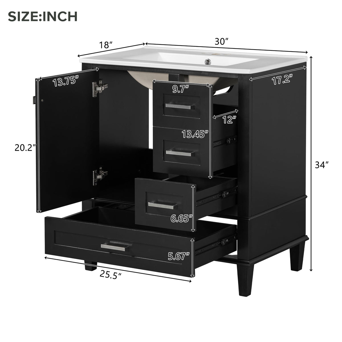 30" Bathroom Vanity with Sink Combo Set