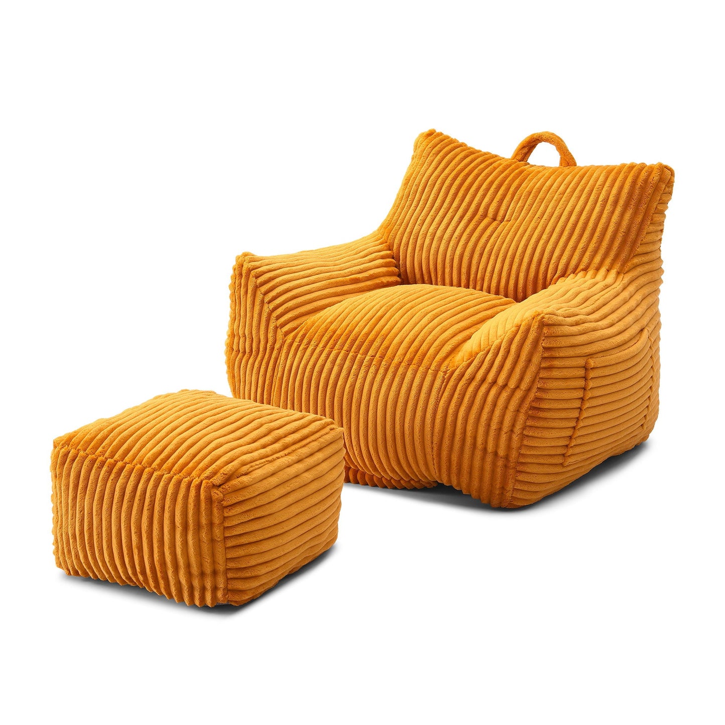 Giant Bean Bag Chair With Armrests And Footstool