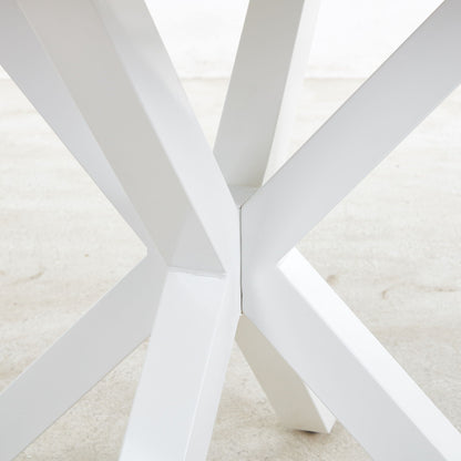 Cross Leg Dining Table With Round Top, For 4 - 6 People - White