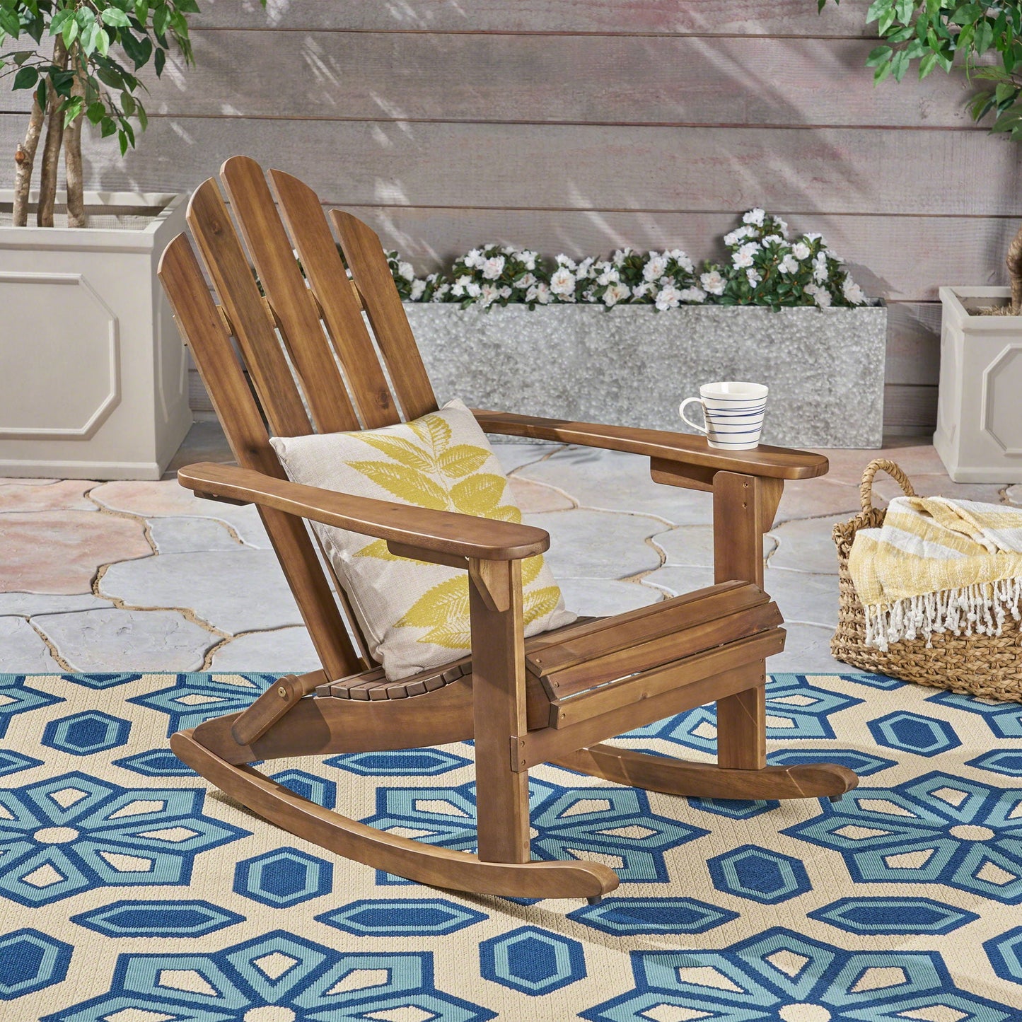 Echoes Outdoor Acacia Wood Adirondack Rocking Chair