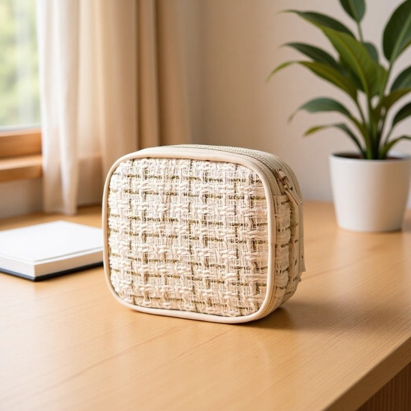 Chanel-style Makeup Bag With Handle Waterproof Storage Travel Organizer