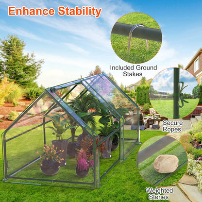 Portable Mini Greenhouse With Roll-Up Zipper Doors Waterproof UV-Resistant PVC Cover Hot House For Indoor Outdoor Garden Patio Backyard 70.86*33.46*37