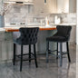 Contemporary Upholstered Wing-Back Barstools With Button Tufted Decoration And Wooden Legs, And Nailhead Trim, Leisure Style Bar Chairs, Bar Stools (Set of 2)