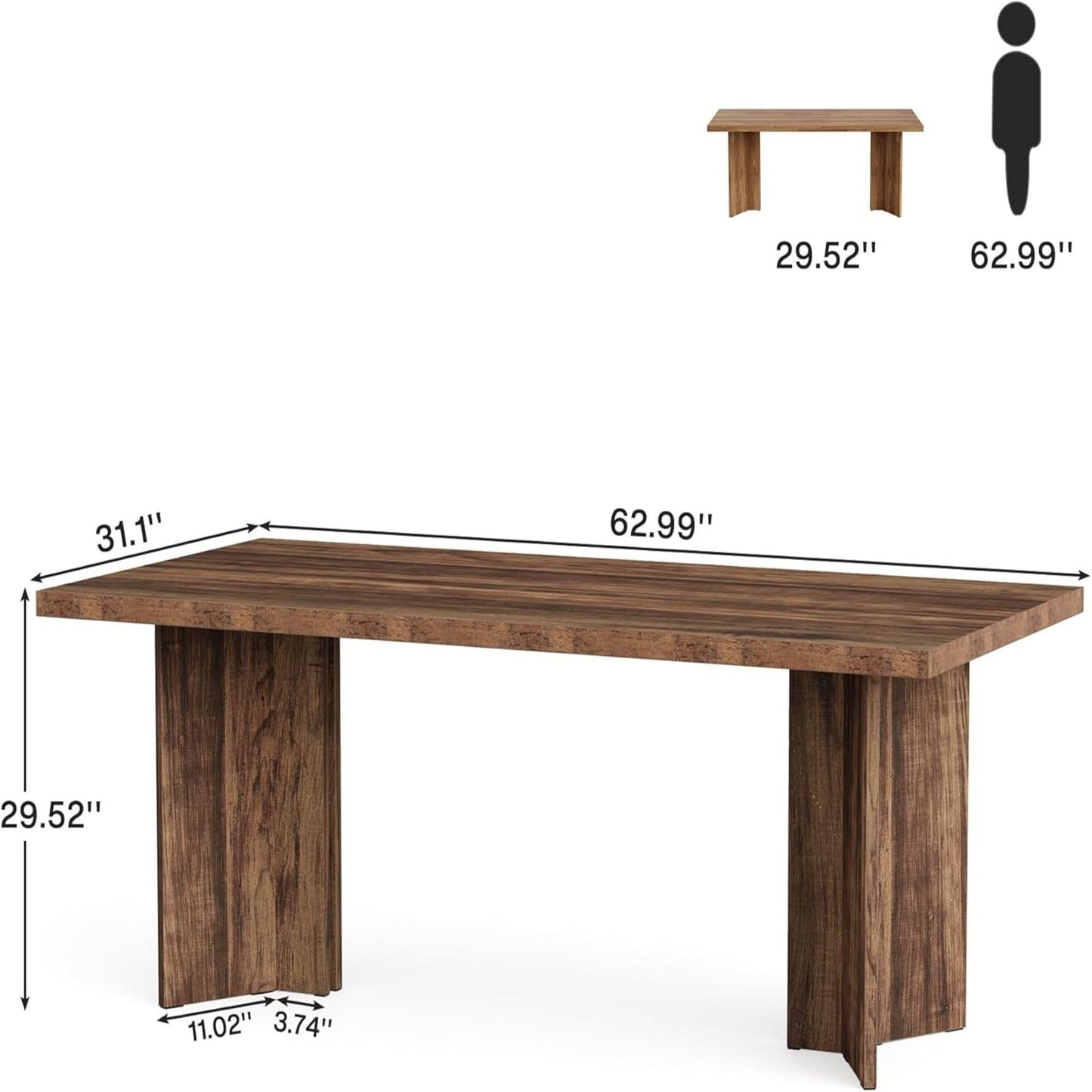 Executive Desk, Vintage Computer Workstation With Thickened Tabletop