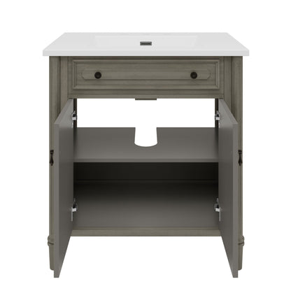 Vintage Bathroom Vanity With Sink, Rustic Cabinet With Soft Close Doors