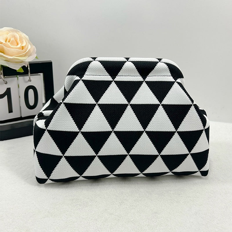 Womens Knitted Bag Striped Clutch