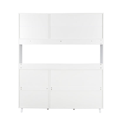 63" W Large Kitchen Hutch Cabinet, Freestanding Pantry Storage
