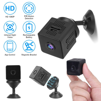 1080P 2.4G WiFi Mini Security Camera for Pet Baby Monitor Compact Wireless Camera with PIR Motion Detection Night Vision App Control 32G MMC Card Stor