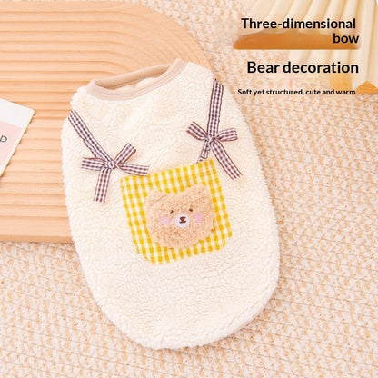 Cute Autumn Winter Dog Hoodie With A Little Bear Pocket