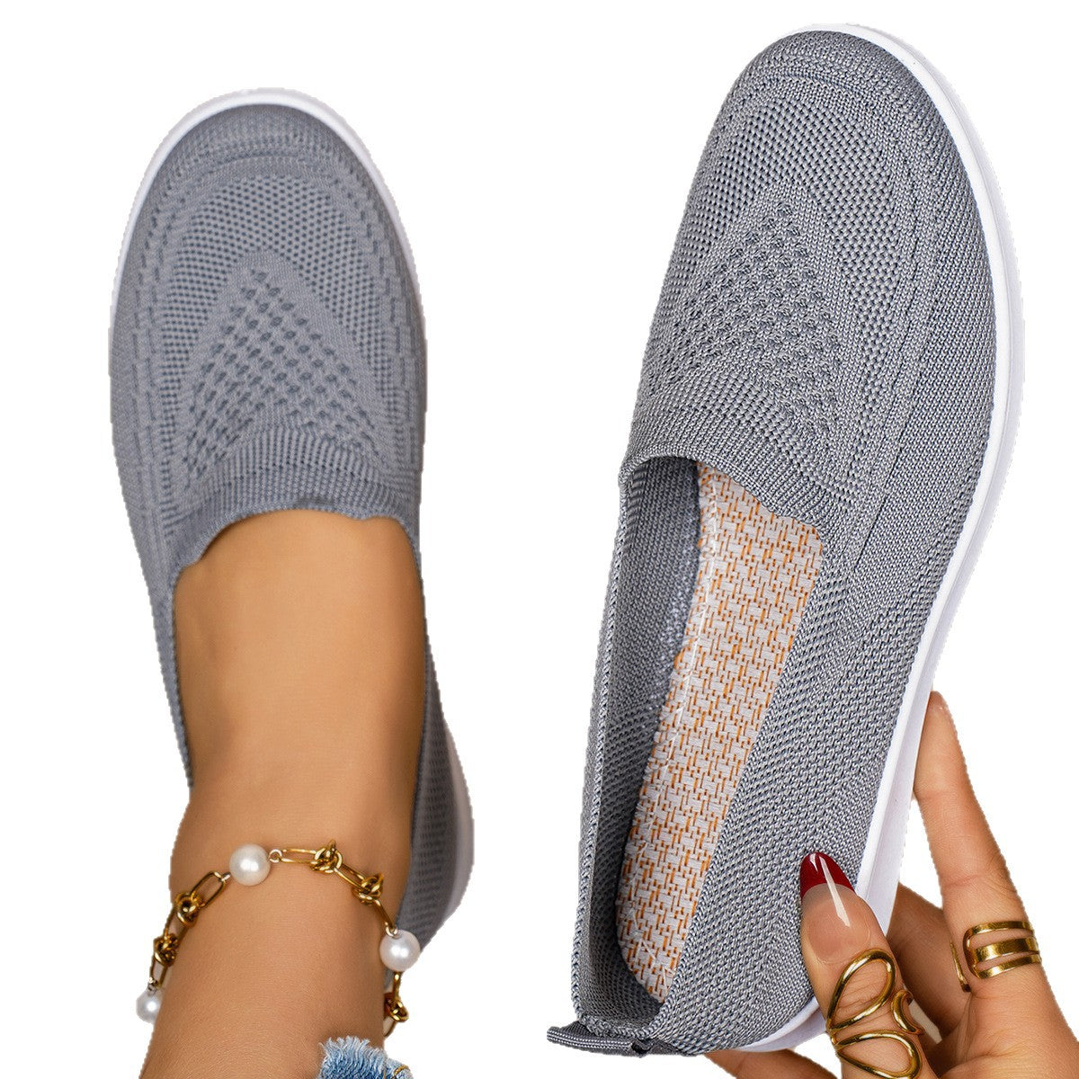 Flyknit Shoes Casual Loafers Foreign Trade  Soft Soles