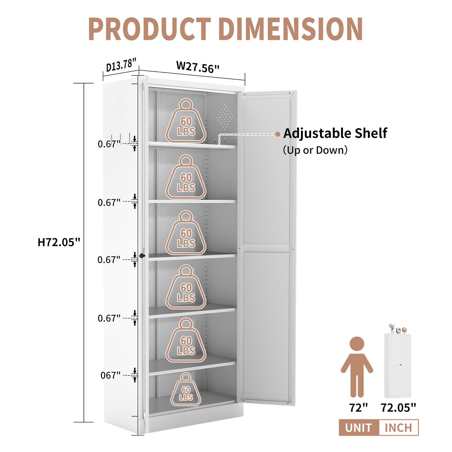 Kitchen Pantry Cabinet With Doors, Heavy-Duty Freestanding Storage Organizer