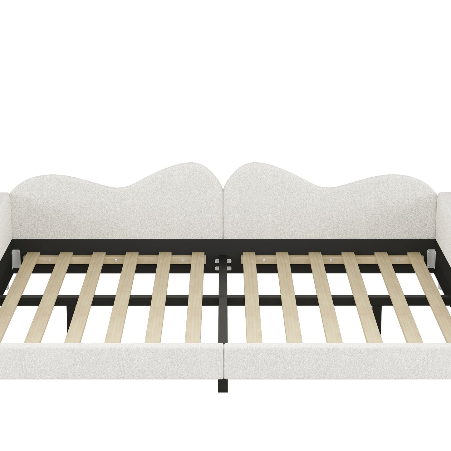 Upholstered Daybed, Sherpa Fabric Sofabed With Cloud-Shaped Backrest