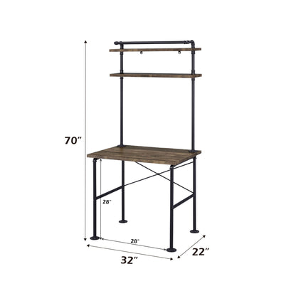 Ensata - Rustic Writing Desk - Black / Oak