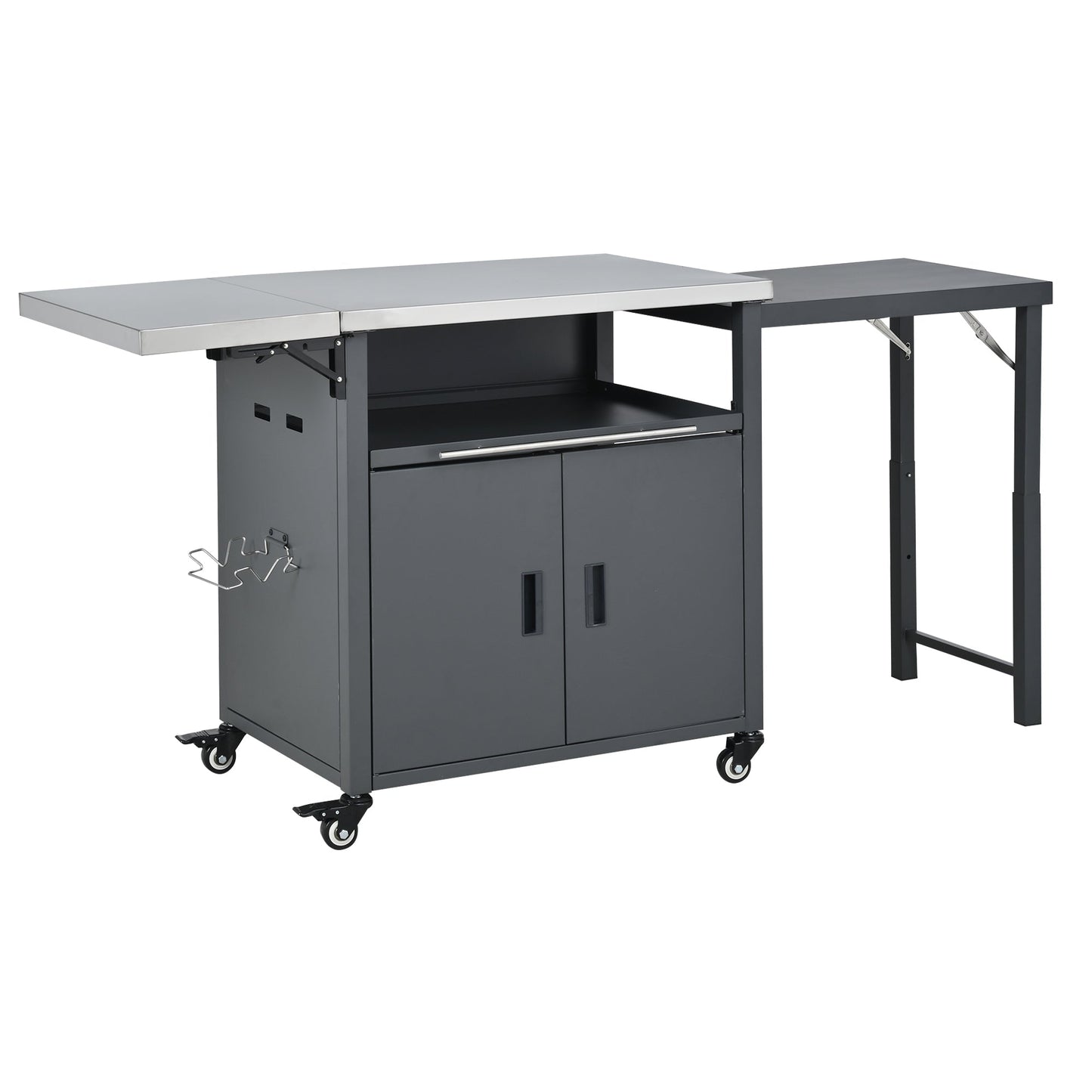 Foldable Outdoor Prep Station BBQ Cart Patio Dining Cart