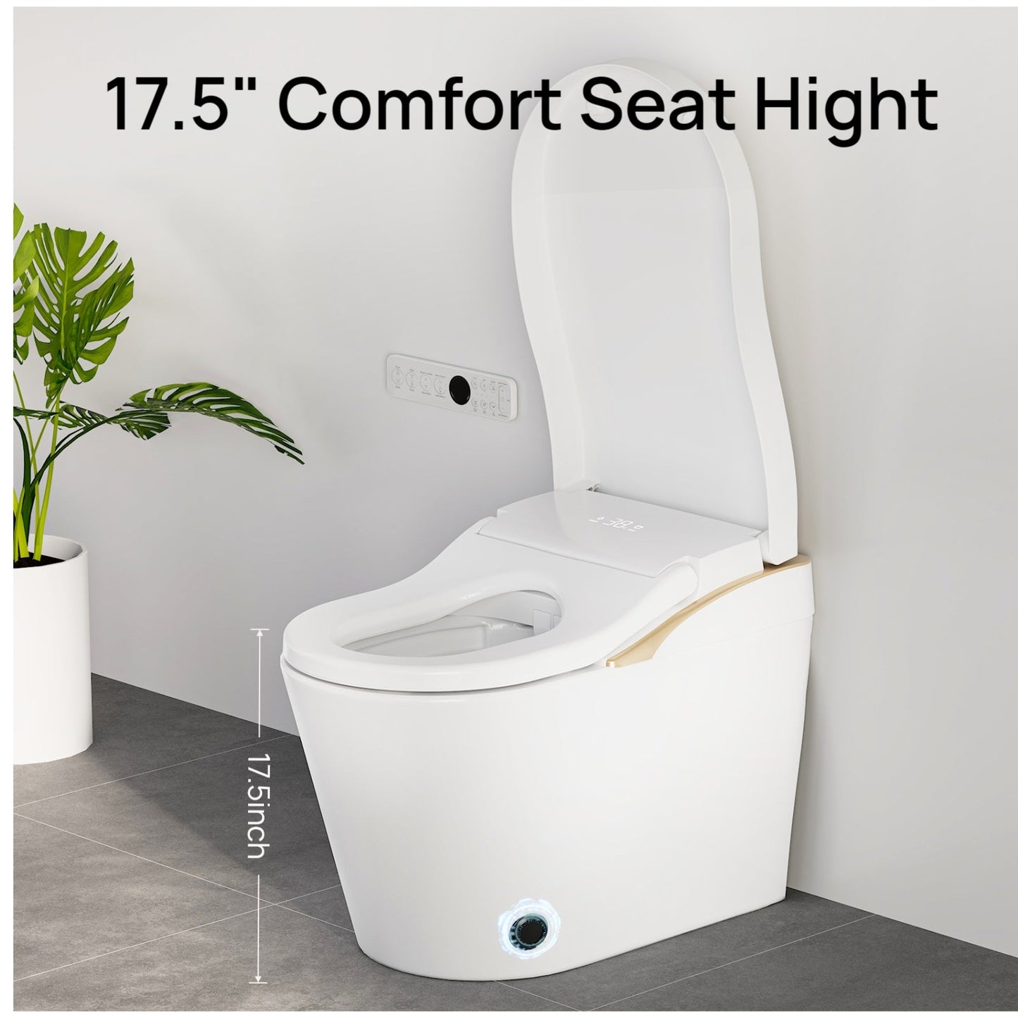 Modern Smart Toilet With Bidet, Auto Flush, Heated Seat, and More