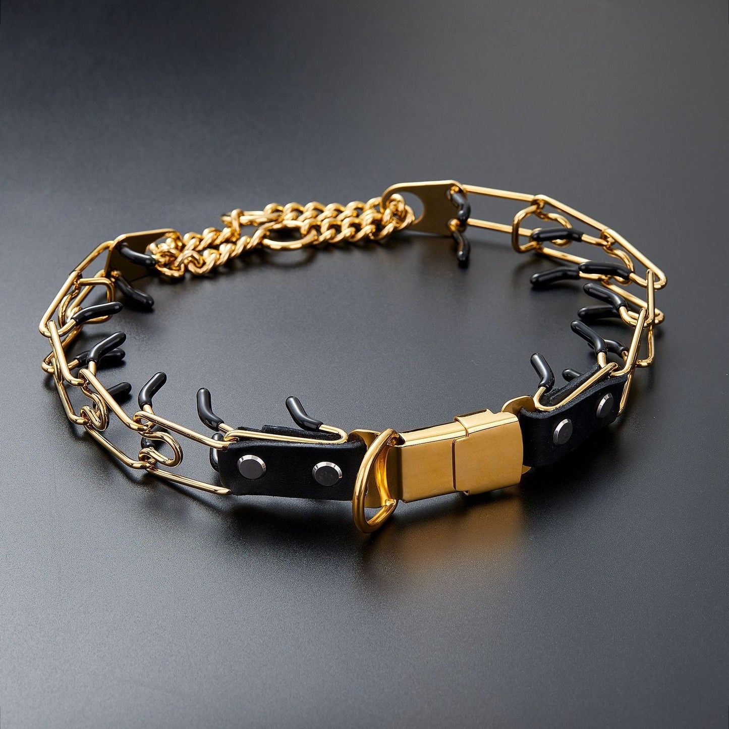 Detachable Stainless Steel Pet Dog Chain Snap Buckle With Spikes