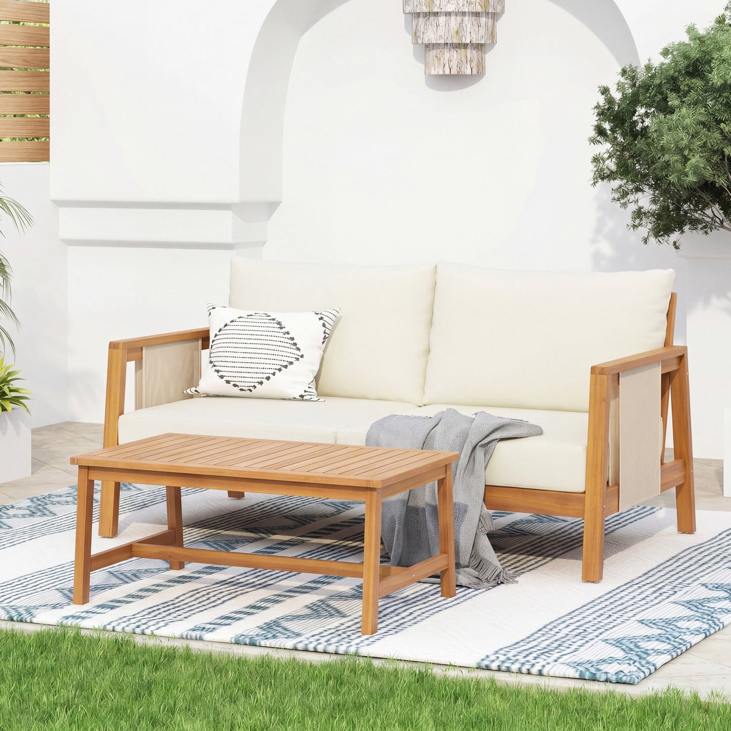 2 Piece Outdoor Loveseat and Coffee Table Set