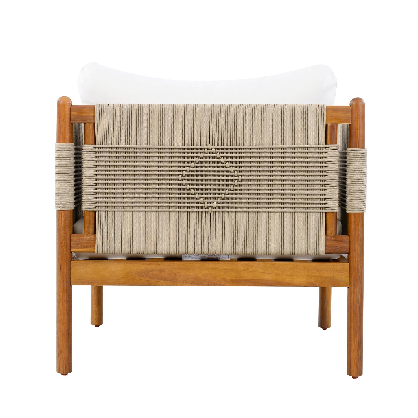 Outdoor Acacia Wood Club Chair with Diamond Rope Weave & Cushions, Teak Finish