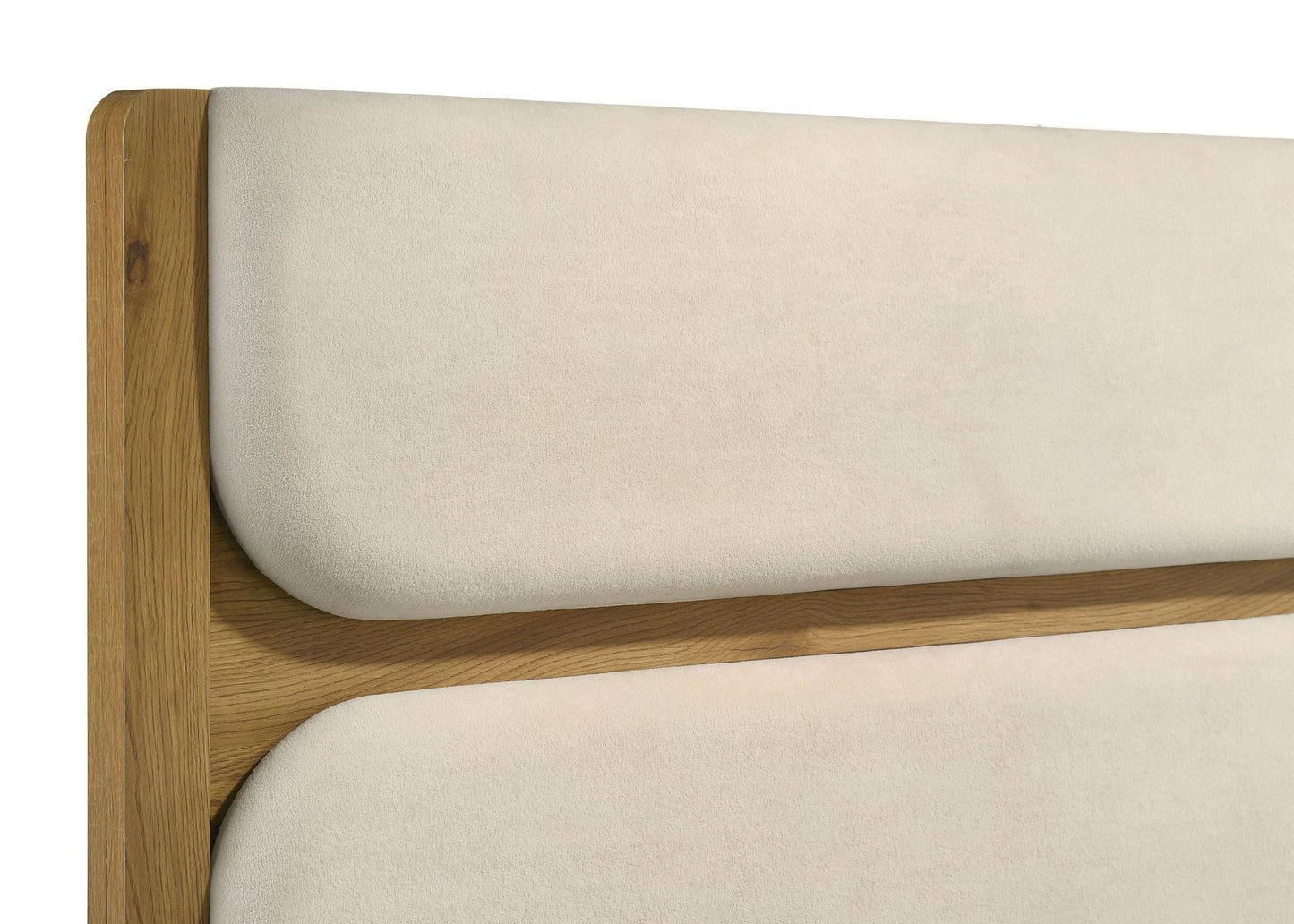 Bennett 63-inch Queen Upholstered Panel Bed Cream and Light Oak