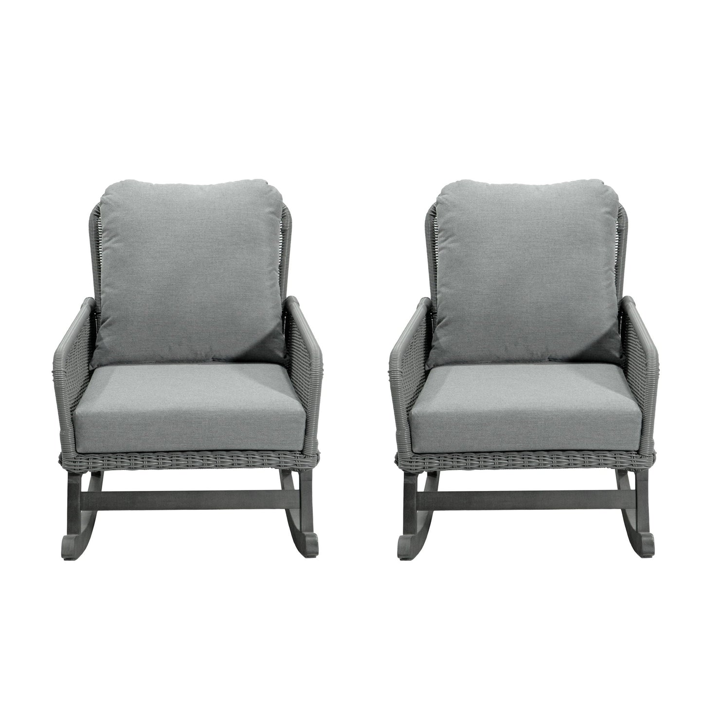 Contemporary Minimalist Wicker Rocking Chair With Soft Cushions And Durable Wooden Frame