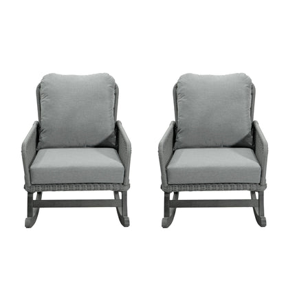 Contemporary Minimalist Wicker Rocking Chair With Soft Cushions And Durable Wooden Frame