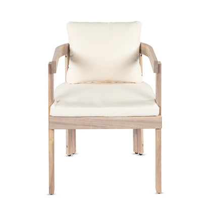 Acacia Wood Dining Chairs Set of 2, Armchairs with Cushions
