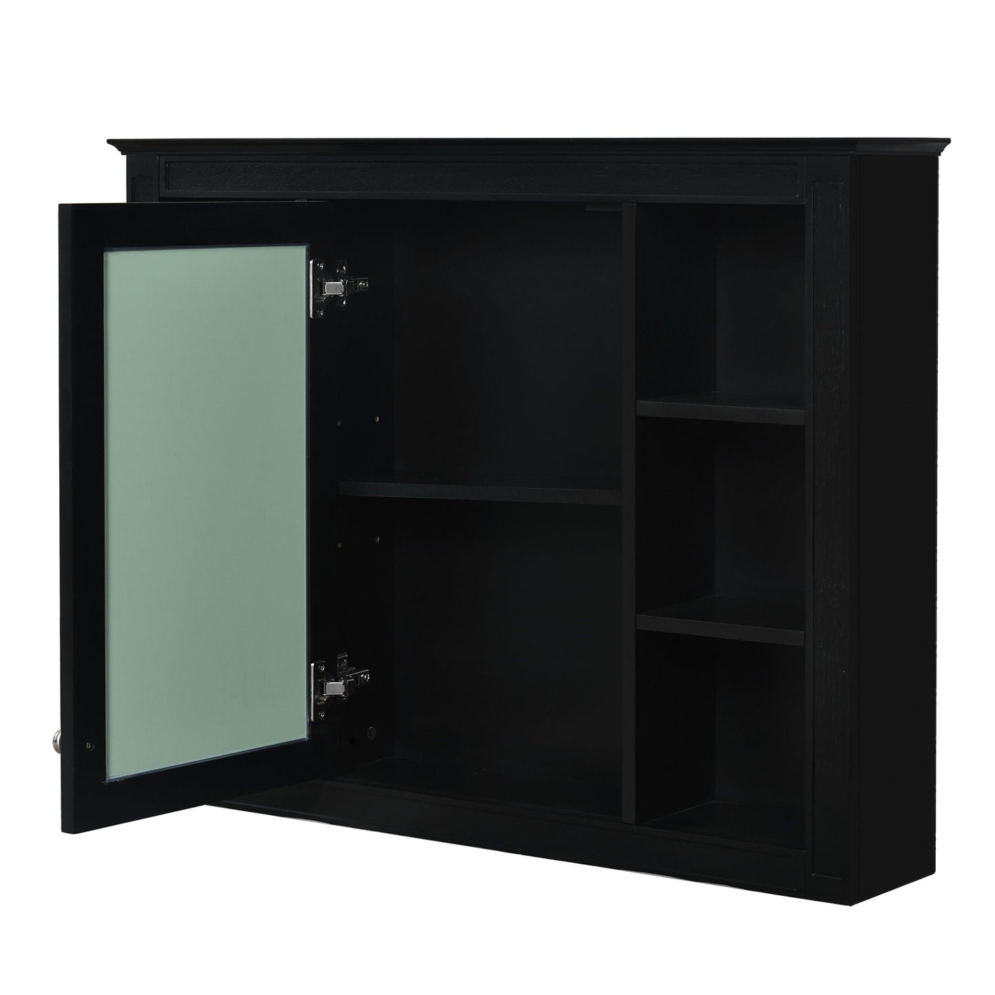 Wall Mounted Medicine Cabinet With Mirror, Storage Cabinet Featuring 6 Open Shelves And Adjustable Interior