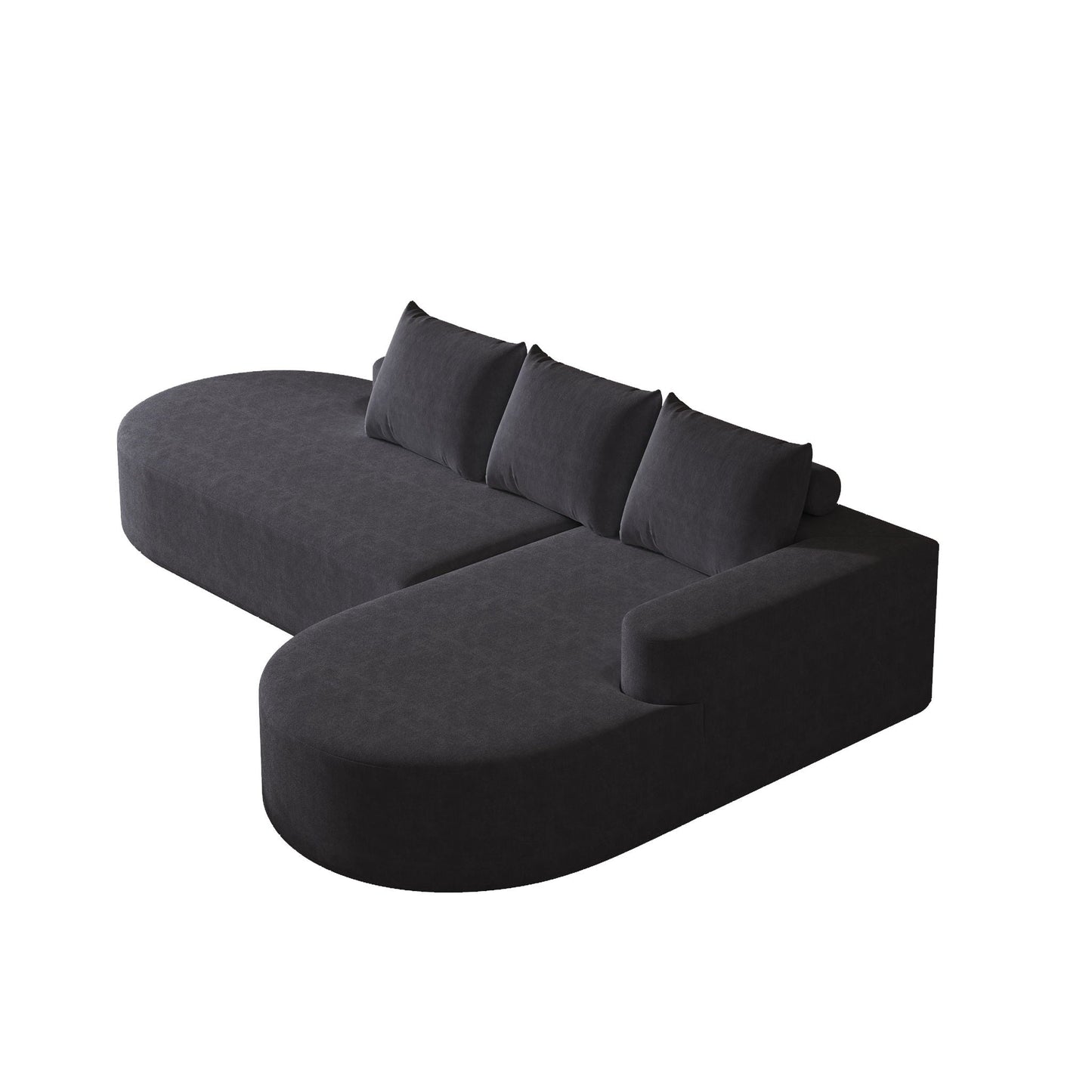 Modern Curved Sofa, L-Shaped Modular Sectional Set With 3 Pillows