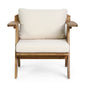 Outdoor Acacia Wood Club Chairs With Cushions (Set of 2) - Teak / Beige