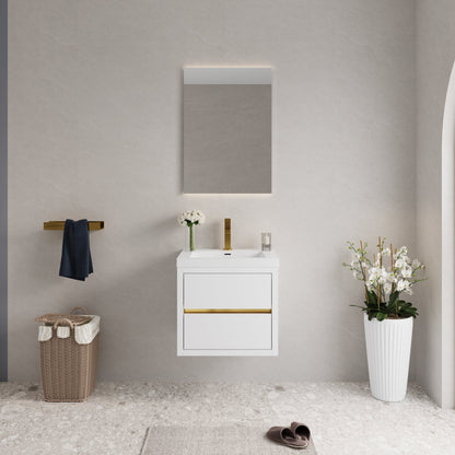 24" Wall-Mounted Bathroom Vanity with Sink and Storage Cabinet
