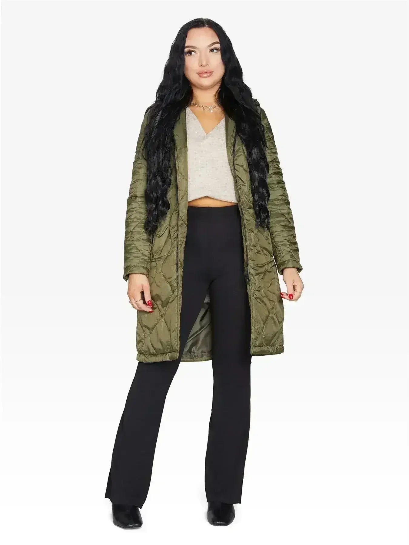 Quilted Down Jacket - Lightweight Hooded Coat | Femstylo