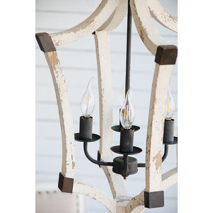 4 Light Chandelier, Hanging Light Fixture With Adjustable Chain For Kitchen, Bulb Not Included - Cream