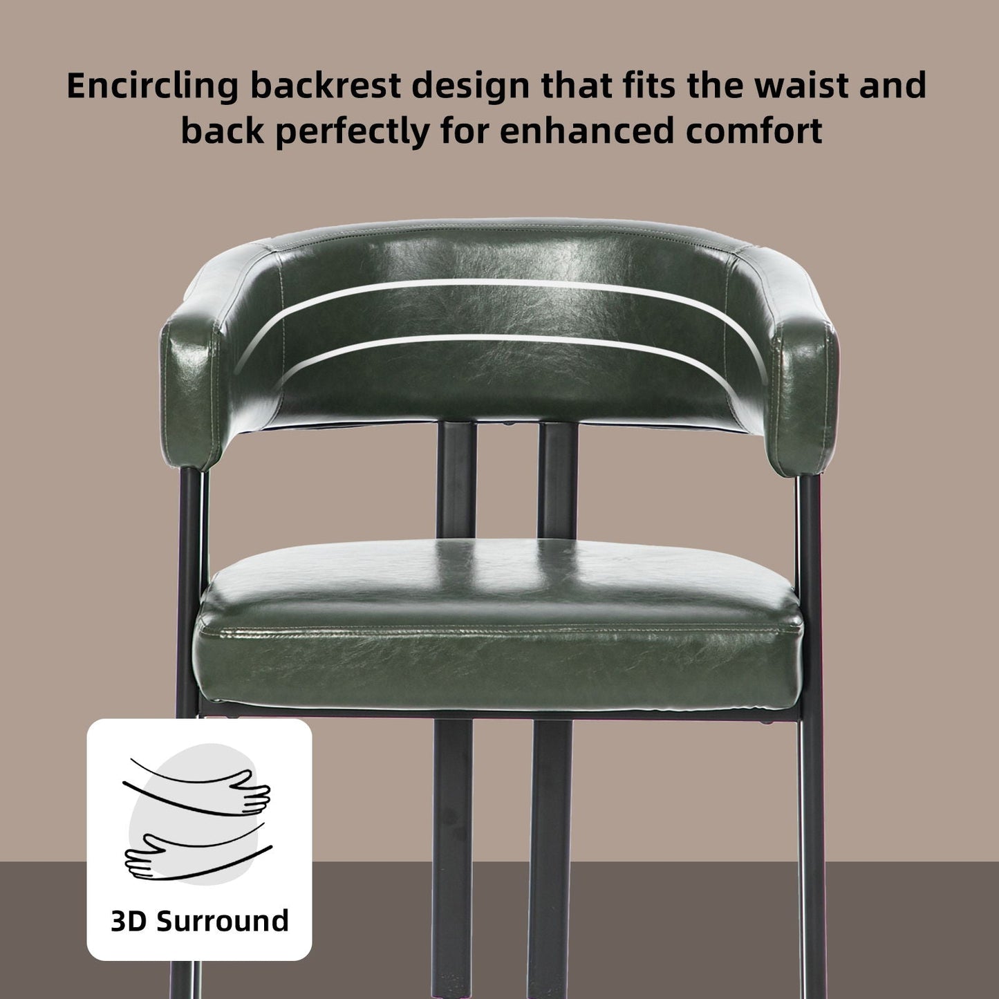 Modern Dining Upholstered Barrel Chair With Curved Back And Armrests