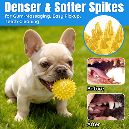 12-Pack Squeaky Spiky Dog Balls, Balls For Small Medium Dogs Durable TPR, Floats, Bouncy, Soothes Gums, Cleans Teeth, Boredom Buster, Interactive Play, Indoor And Outdoor Fetch