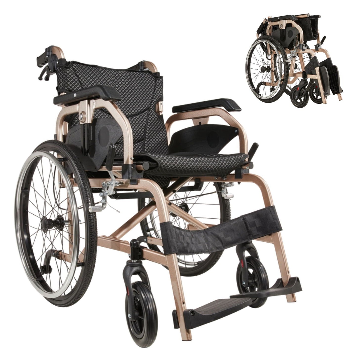 Premium Lightweight Foldable Transport Wheelchair for Adults