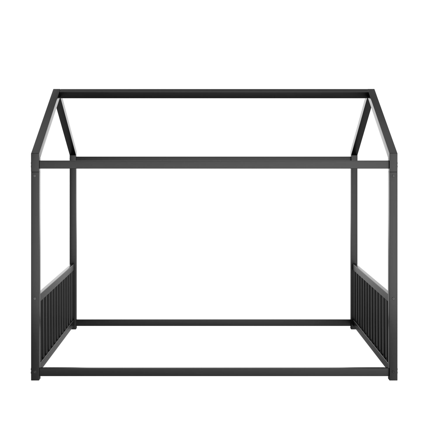 Montessori Style Floor House Shaped Bed With Safety Guardrails