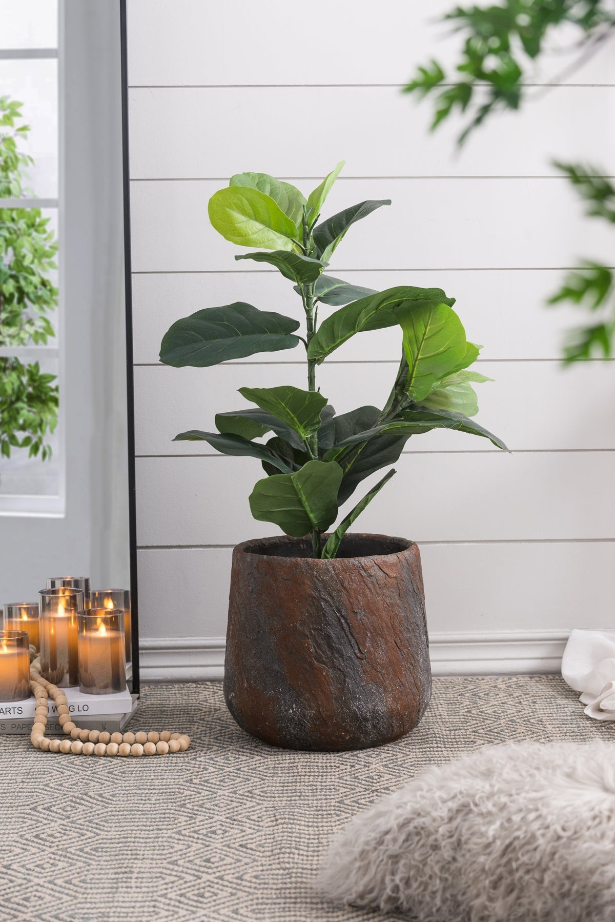 12.6x12.6x11.8" Cement Planter Small, Indoor Outdoor Garden Functional Decor