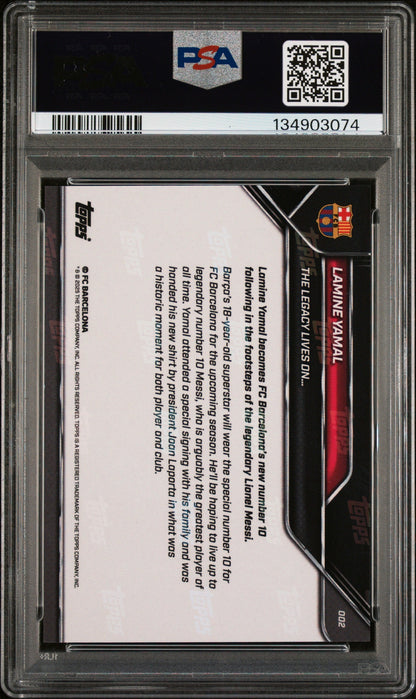 Graded 2025 Topps Now Lamine Yamal #2 FC Barcelona Soccer Card PSA 10 Gem Mint