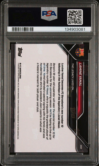 Graded 2025 Topps Now Lamine Yamal #2 FC Barcelona Soccer Card PSA 9 Mint