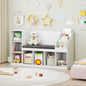 Kids Bookcase with Reading Nook 3-in-1 Standing Toy Organizer-White