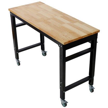 48" Wide Rolling Workbench with Adjustable Height - Dark Gray, Wood